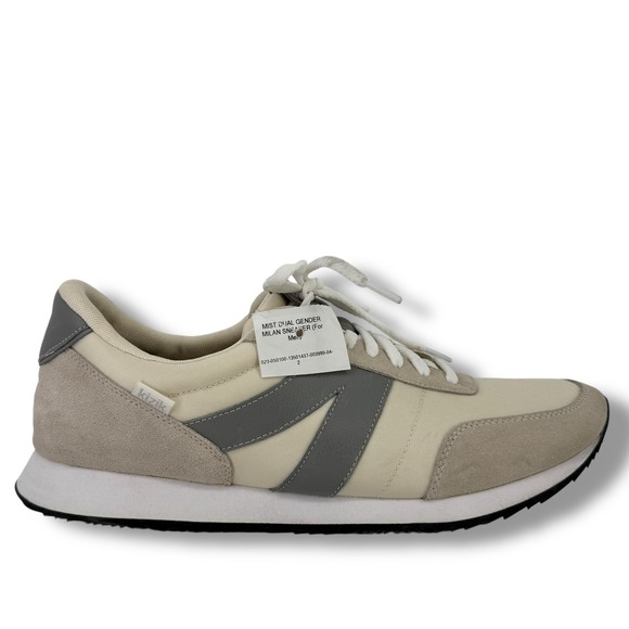 Kizik Milan Cream Grey Hands Free Slip On Sneakers Mens Size 12 Lace Up